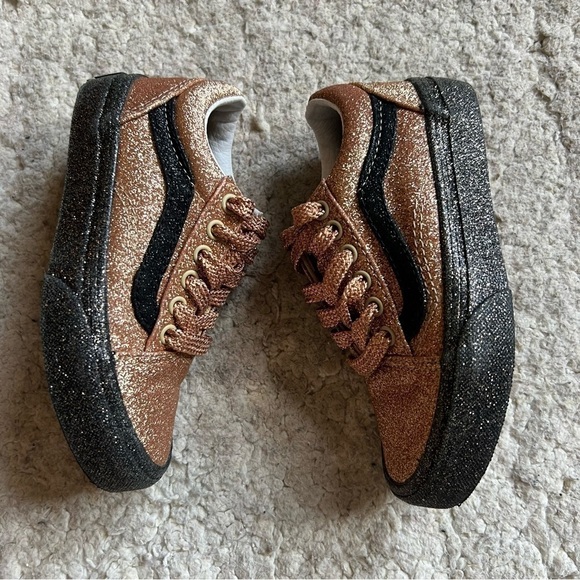 Vans: Old Skool Party Glitter Black/Gold Low Profile Lace Up Sneakers Size 11.5 - Picture 4 of 10